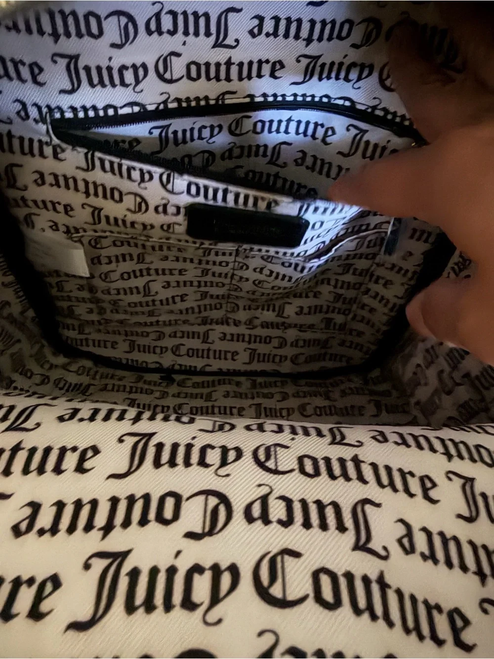 Juicy Couture Black Embossed Logo Backpack with Gold Hardware